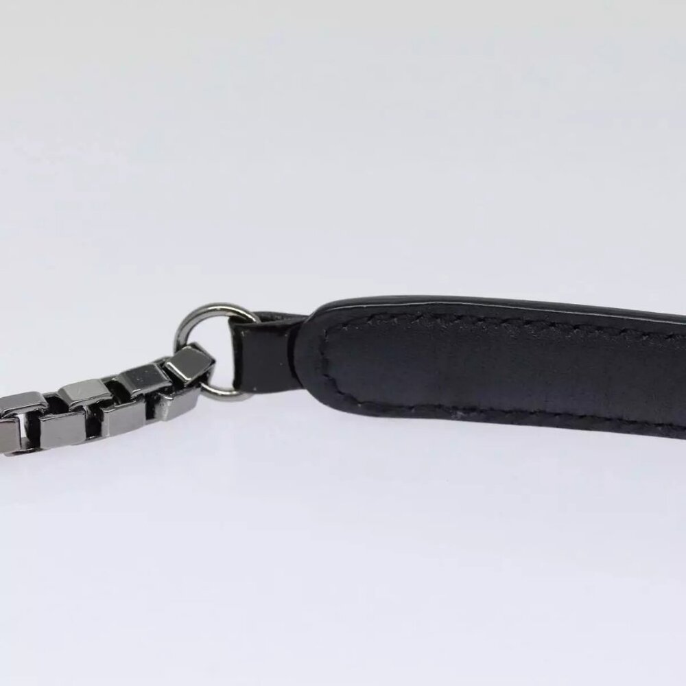 CELINE Chain Shoulder Bag Enamel Black Silver Auth - Picture 9 of 15